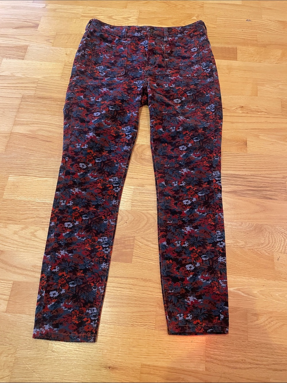 Pilcro and the Letterpress Floral Skinny Pants - Red Multi